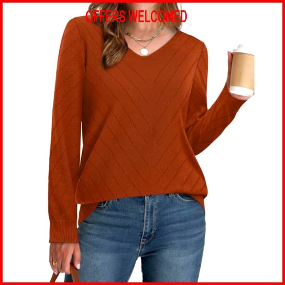 Viscose Nylon Polyester V-Neck Pullover Sweater L… - image 3